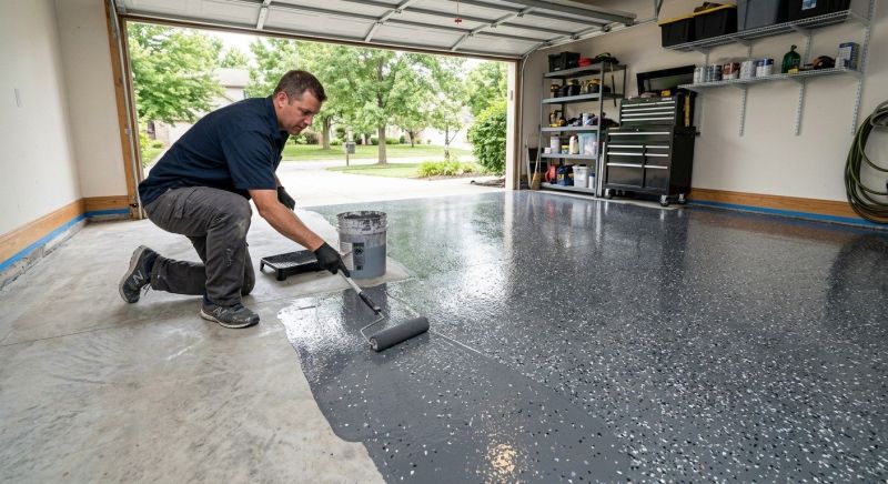 Speckled Garage Floor Painting in Columbia, SC